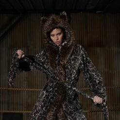 SpiritHoods LLC Savannah Cat Classic Faux Fur Style Robe | Women's NIGHT TIME STYLE