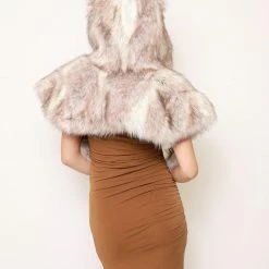 SpiritHoods LLC DAY TIME STYLE Timber Wolf Collector Faux Fur Shawl | Women's