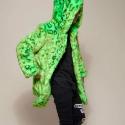 SpiritHoods LLC Neon Green Leopard Luxe Classic Faux Fur Coat | Men's 11 SpiritHoods LLC Neon Green Leopard Luxe Classic Faux Fur Coat | Men's