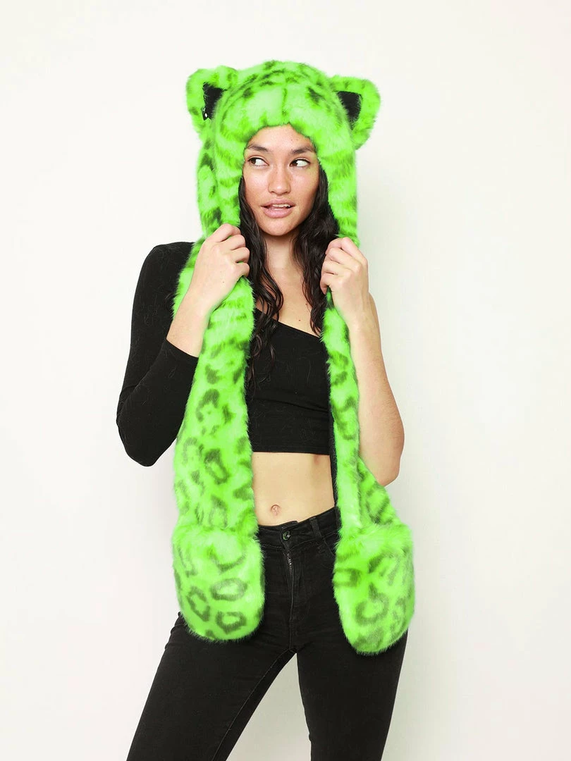 SpiritHoods LLC Neon Green Leopard Collector Edition Luxe Faux Fur Hood | Women's 6 SpiritHoods LLC Neon Green Leopard Collector Edition Luxe Faux Fur Hood | Women's