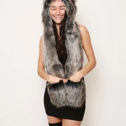 SpiritHoods LLC Grey Wolf Faux Fur Hood | Women's FESTIVAL