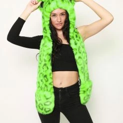 SpiritHoods LLC Neon Green Leopard Collector Edition Luxe Faux Fur Hood | Women's 15 SpiritHoods LLC Neon Green Leopard Collector Edition Luxe Faux Fur Hood | Women's