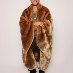 SpiritHoods LLC PREMIUM DESIGNS African Golden Cat Luxe Faux Fur Throw