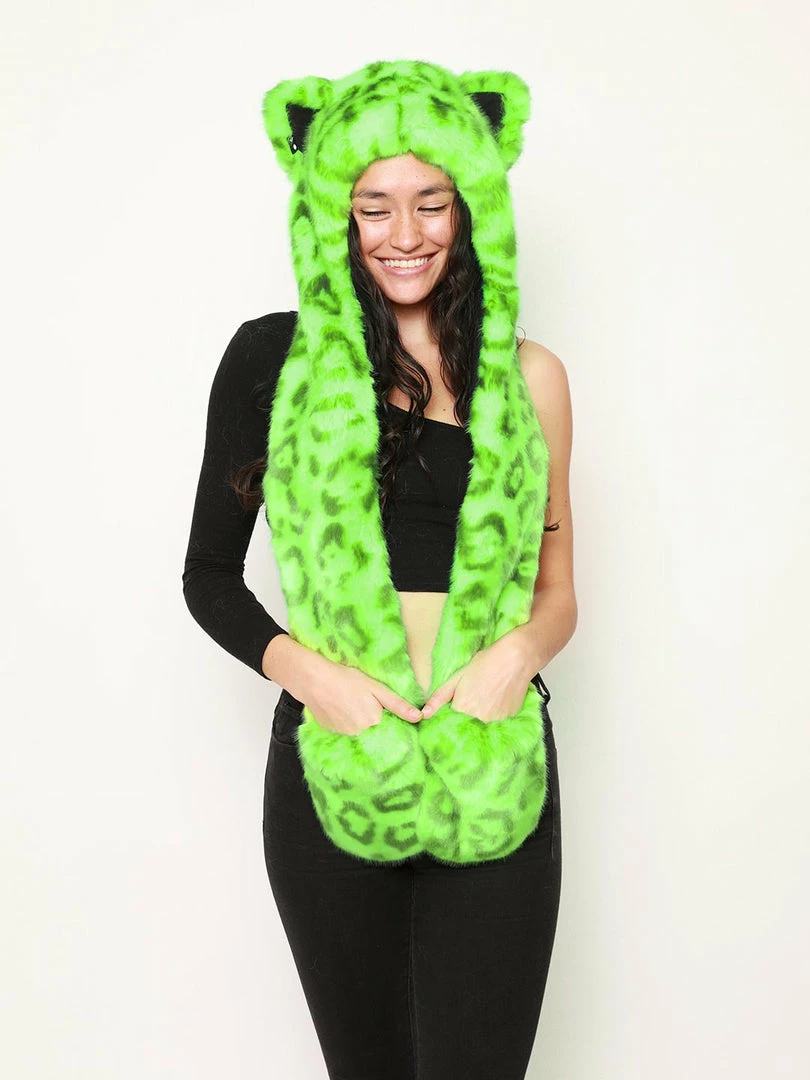 SpiritHoods LLC Neon Green Leopard Collector Edition Luxe Faux Fur Hood | Women's 4 SpiritHoods LLC Neon Green Leopard Collector Edition Luxe Faux Fur Hood | Women's