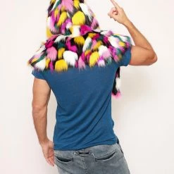 SpiritHoods LLC COLORFUL PARTY ANIMALS Rainbow Butterfly Hooded Faux Fur Shawl | Men's 15 SpiritHoods LLC COLORFUL PARTY ANIMALS Rainbow Butterfly Hooded Faux Fur Shawl | Men's