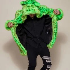 SpiritHoods LLC Neon Green Leopard Luxe Classic Faux Fur Coat | Men's