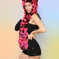 SpiritHoods LLC Pink Panther Collector Edition Faux Fur Hood | Women's COLORFUL PARTY ANIMALS