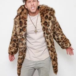 SpiritHoods LLC Javan Leopard Classic Faux Fur Coat *Almost Purfect* | Men's NIGHT TIME STYLE