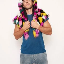 SpiritHoods LLC COLORFUL PARTY ANIMALS Rainbow Butterfly Hooded Faux Fur Shawl | Men's 10 SpiritHoods LLC COLORFUL PARTY ANIMALS Rainbow Butterfly Hooded Faux Fur Shawl | Men's