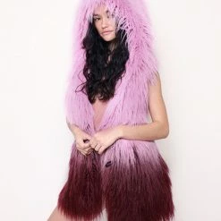 SpiritHoods LLC Pink Ombre Alpaca Hooded Faux Fur Vest | Women's