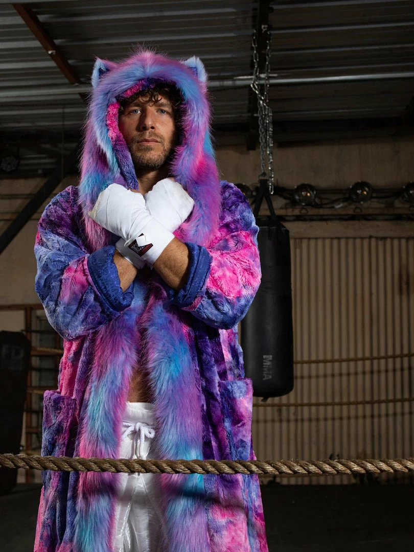 SpiritHoods LLC Cotton Candy Cat Classic Faux Fur Style Robe | Men's 1 SpiritHoods LLC Cotton Candy Cat Classic Faux Fur Style Robe | Men's