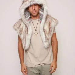 SpiritHoods LLC DAY TIME STYLE Timber Wolf Collector Faux Fur Shawl | Men's 10 SpiritHoods LLC DAY TIME STYLE Timber Wolf Collector Faux Fur Shawl | Men's