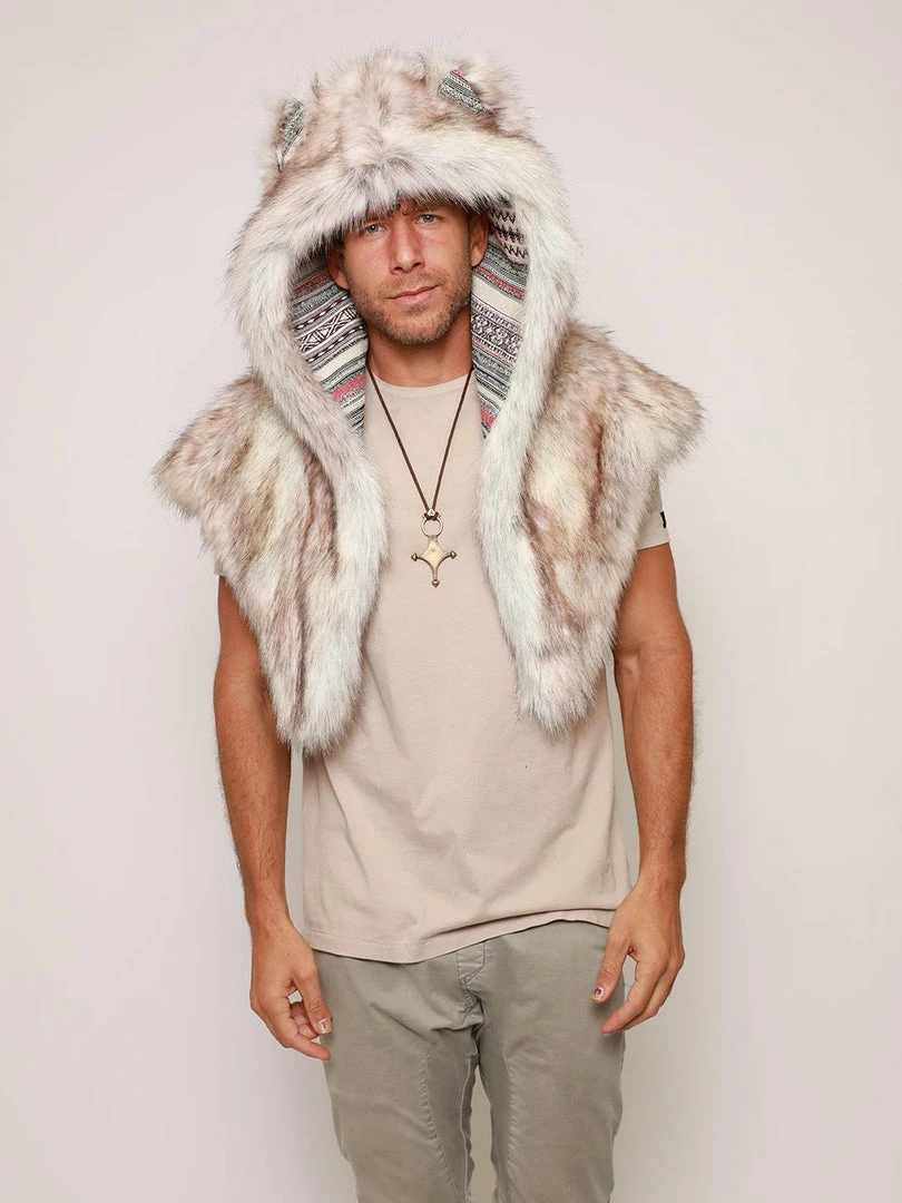 SpiritHoods LLC DAY TIME STYLE Timber Wolf Collector Faux Fur Shawl | Men's 4 SpiritHoods LLC DAY TIME STYLE Timber Wolf Collector Faux Fur Shawl | Men's