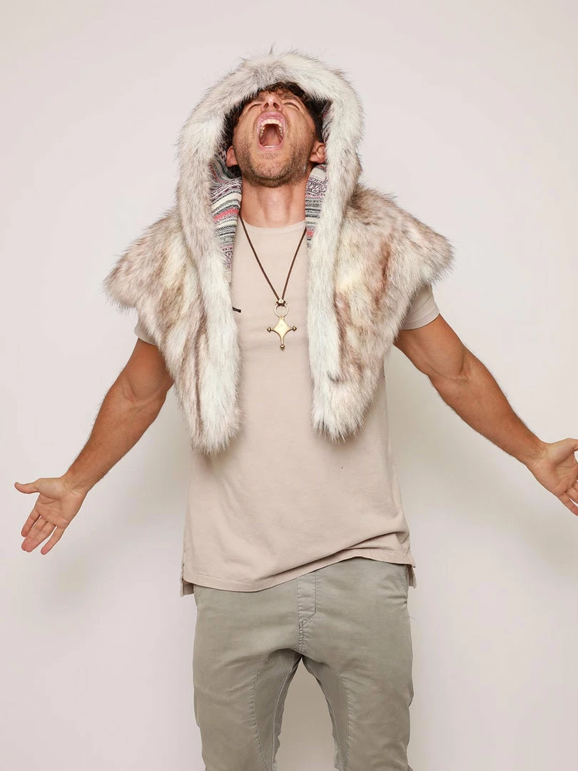 SpiritHoods LLC DAY TIME STYLE Timber Wolf Collector Faux Fur Shawl | Men's 5 SpiritHoods LLC DAY TIME STYLE Timber Wolf Collector Faux Fur Shawl | Men's