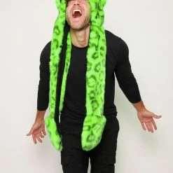 SpiritHoods LLC Neon Green Leopard Luxe Collector Edition Faux Fur Hood | Men's COLORFUL PARTY ANIMALS