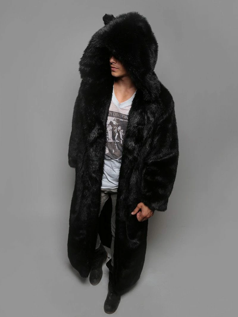 SpiritHoods LLC Black Panther Classic Faux Fur Long Coat | Men's