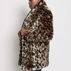 SpiritHoods LLC Leopard Collared Faux Fur Coat | Women's NIGHT TIME STYLE