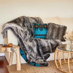 SpiritHoods LLC Grey Wolf Faux Fur Throw CUDDLE TIME