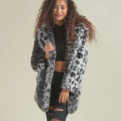 SpiritHoods LLC Snow Leopard Classic Faux Fur Coat | Women's NIGHT TIME STYLE