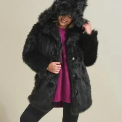 SpiritHoods LLC Black Wolf Classic Faux Fur Coat | Women's FESTIVAL 13 SpiritHoods LLC Black Wolf Classic Faux Fur Coat | Women's FESTIVAL