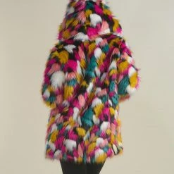 SpiritHoods LLC COLORFUL PARTY ANIMALS Rainbow Butterfly Hooded Faux Fur Coat | Women's