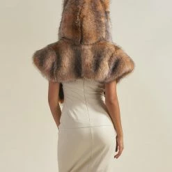SpiritHoods LLC Coyote Luxe Collector Edition Faux Fur Shawl | Women's