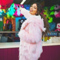 SpiritHoods LLC Flamingo Wolf Classic Faux Fur Coat | Women's