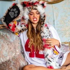 SpiritHoods LLC Strawberry Leopard Collector Edition Faux Fur Hood | Women's FESTIVAL