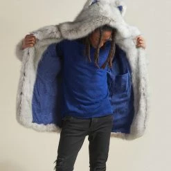 SpiritHoods LLC Arctic Wolf Luxe Classic Faux Fur Coat | Men's NIGHT TIME STYLE