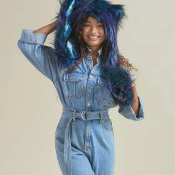 SpiritHoods LLC Artist Edition Lora Zombie Galaxy Cat Faux Fur Hood | Women's DAY TIME STYLE