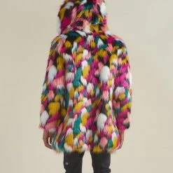 SpiritHoods LLC Rainbow Butterfly Hooded Faux Fur Coat | Men's COLORFUL PARTY ANIMALS