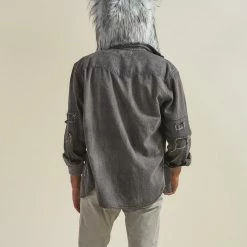 SpiritHoods LLC Glitter Moon Wolf Collector Edition Faux Fur Hood | Men's DAY TIME STYLE