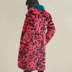 SpiritHoods LLC COLORFUL PARTY ANIMALS Pink Panther Calf Length Faux Fur Coat | Men's