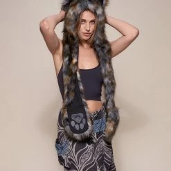 SpiritHoods LLC Brindle Wolf Collector Edition Faux Fur Hood
