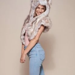SpiritHoods LLC DAY TIME STYLE Timber Wolf Collector Faux Fur Shawl | Women's