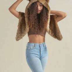 SpiritHoods LLC African Golden Cat Luxe Faux Fur Collector Edition Shawl | Women's