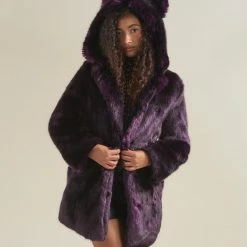 SpiritHoods Sales Shop 20 SpiritHoods LLC Midnight Wolf Luxe Classic Faux Fur Coat | Women's