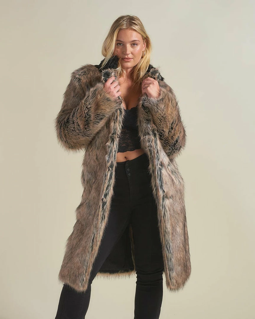 SpiritHoods LLC NIGHT TIME STYLE Dire Wolf Faux Fur Calf Length Coat | Women's 2 SpiritHoods LLC NIGHT TIME STYLE Dire Wolf Faux Fur Calf Length Coat | Women's