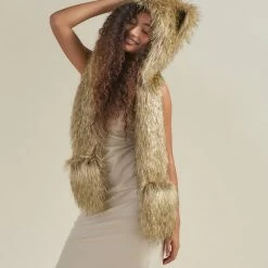 SpiritHoods LLC Glitter Sun Wolf Collector Edition Faux Fur Hood | Women's DAY TIME STYLE