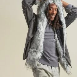 SpiritHoods LLC Glitter Moon Wolf Collector Edition Faux Fur Hood | Men's DAY TIME STYLE