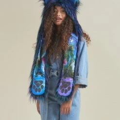 SpiritHoods LLC Artist Edition Lora Zombie Galaxy Cat Faux Fur Hood | Women's DAY TIME STYLE