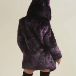 SpiritHoods LLC Midnight Wolf Luxe Classic Faux Fur Coat | Women's