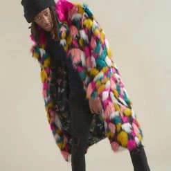 SpiritHoods LLC COLORFUL PARTY ANIMALS Rainbow Butterfly Calf Length Faux Fur Coat | Men's 11 SpiritHoods LLC COLORFUL PARTY ANIMALS Rainbow Butterfly Calf Length Faux Fur Coat | Men's