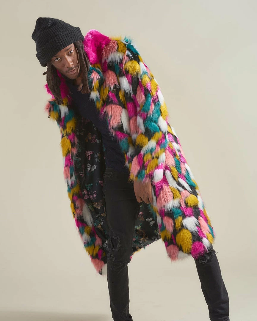 SpiritHoods LLC COLORFUL PARTY ANIMALS Rainbow Butterfly Calf Length Faux Fur Coat | Men's 4 SpiritHoods LLC COLORFUL PARTY ANIMALS Rainbow Butterfly Calf Length Faux Fur Coat | Men's