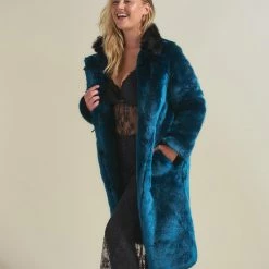 SpiritHoods LLC Royal Wolf Luxe Calf Length Faux Fur Coat | Women's NIGHT TIME STYLE