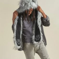 SpiritHoods LLC Glitter Moon Wolf Collector Edition Faux Fur Hood | Men's DAY TIME STYLE
