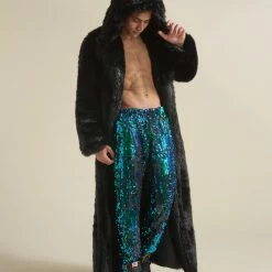 SpiritHoods LLC Black Panther Classic Faux Fur Long Coat | Men's