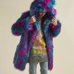 SpiritHoods LLC Northern Lights Calico Leopard Classic Faux Fur Coat | Men's