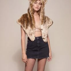 SpiritHoods LLC African Golden Cat Luxe Faux Fur Collector Edition Shawl | Women's