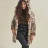 SpiritHoods LLC Clouded Leopard Classic Faux Fur Coat | Women's NIGHT TIME STYLE